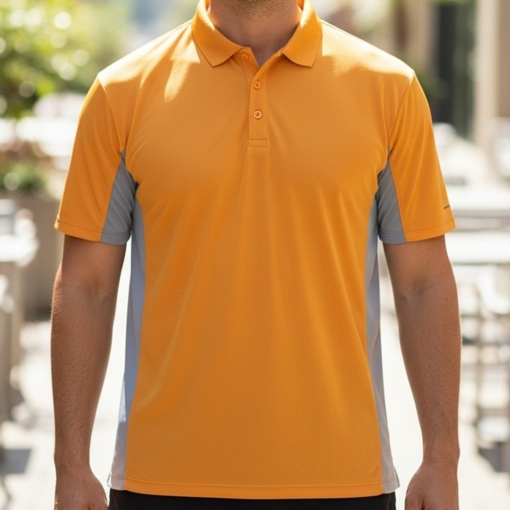 Columbia Omni-Freeze‎ Zero Mens Polo Shirt Orange Grey Performance Golf XL